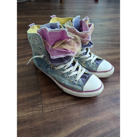 Limited Edition Converse All Star High Top Tutu Splatter Light wash Sneakers - Picture 1 of 8